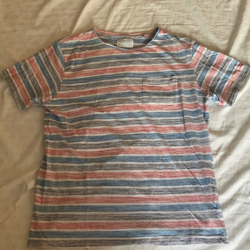 Denim & Flower Striped T-Shirt